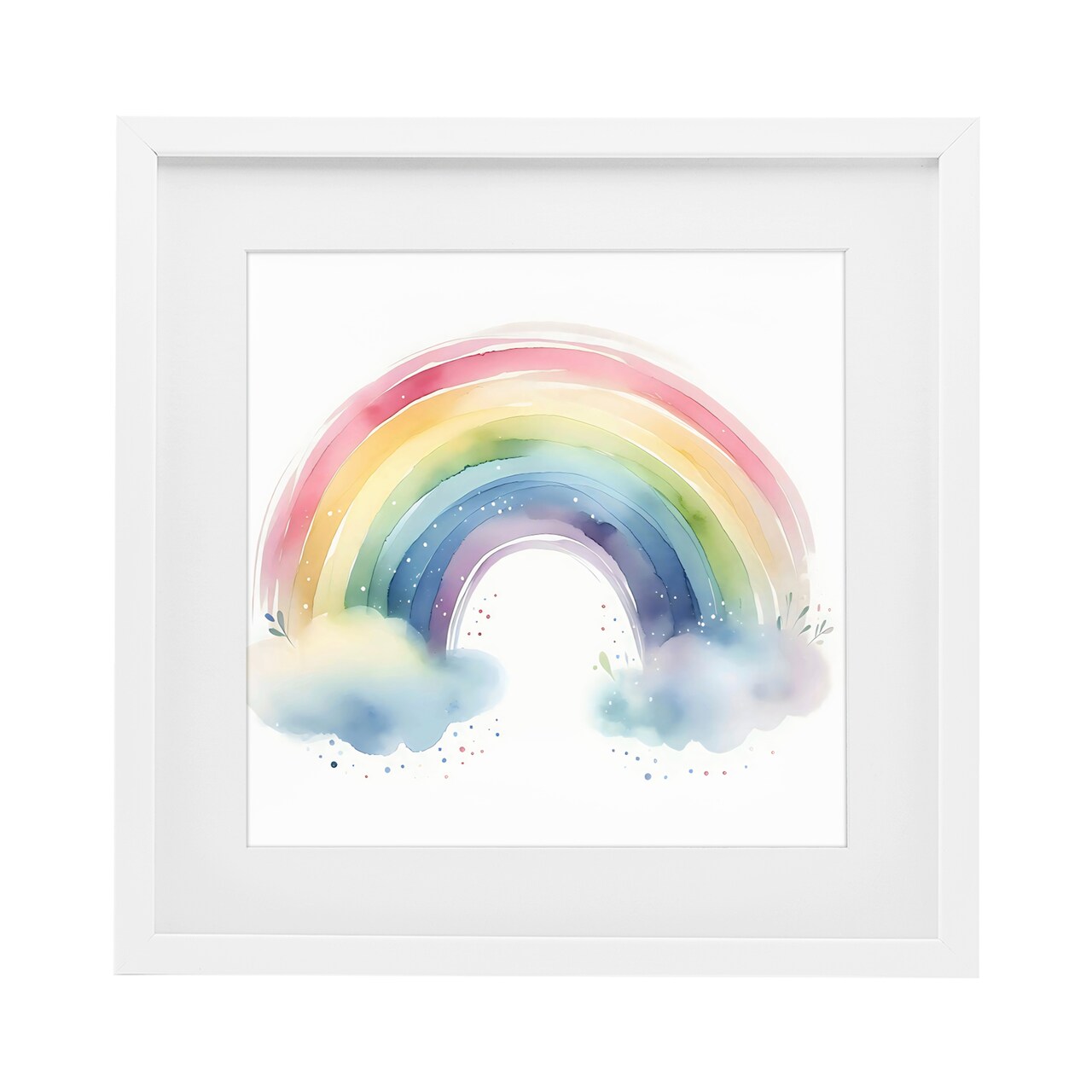 Stupell Industries Soft Rainbow with Clouds Framed Print Under Glass, design by Creative Studio